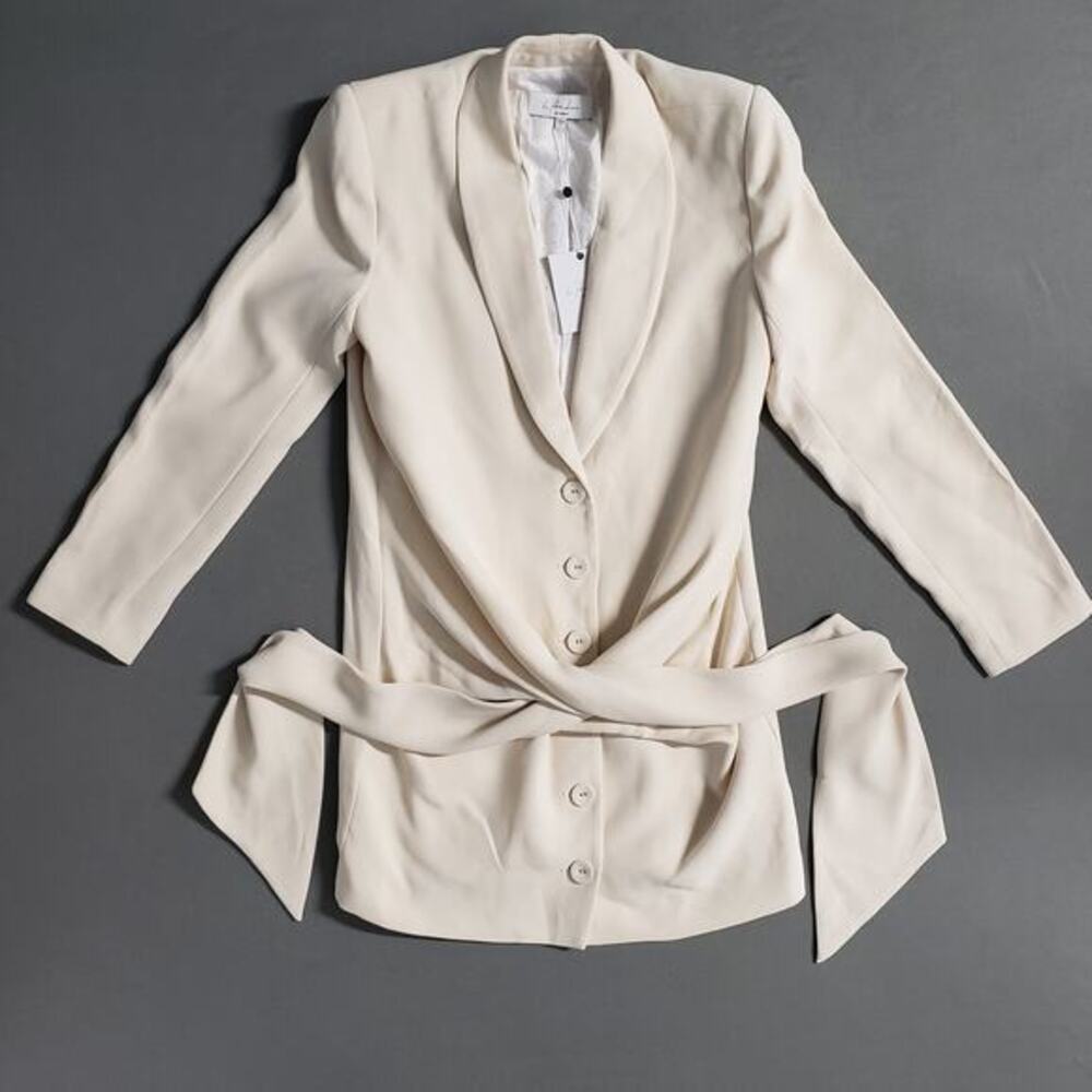 L'Academie Los‎ Angeles Front Tie Blazer Dress in Cream Size Small Revolve